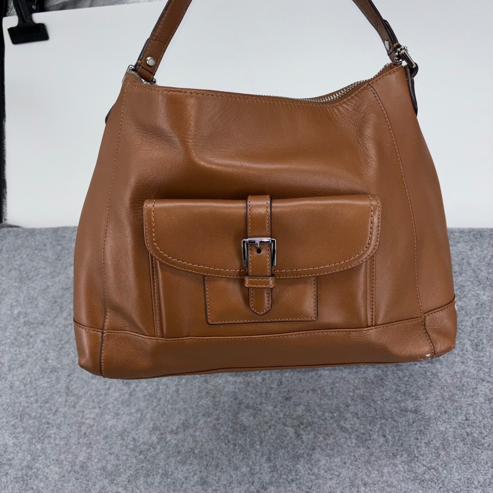 Coach Cognac Brown Leather Shoulder Bag Hobo Front Pocket F29881